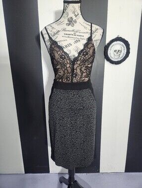 Pinup Retro Black Animal-Print Pencil Skirt